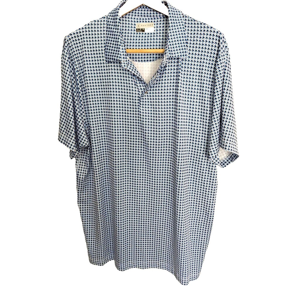 PGA Tour Pro Series Mens Golf Shirt Sz L GeometricBlue & Black
